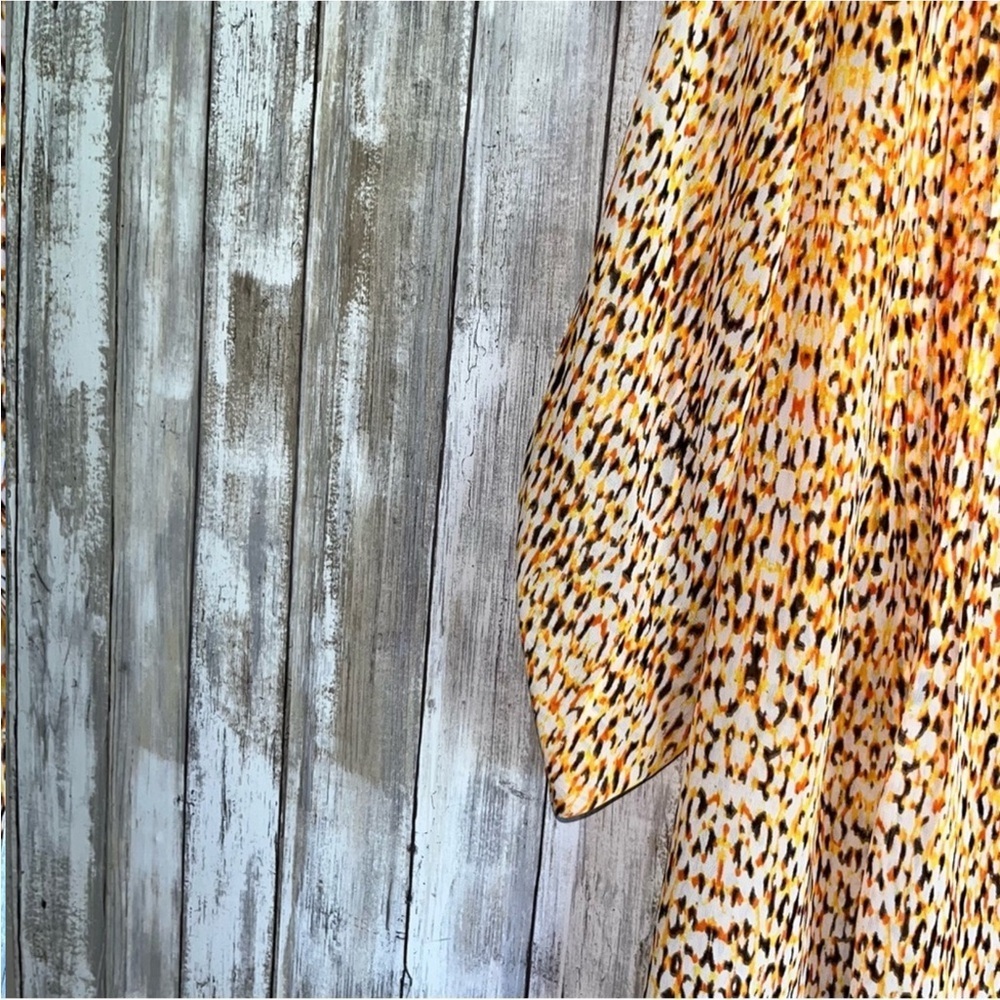 Chaus Orange Printed Sheer Button Up - Picture 3 of 5